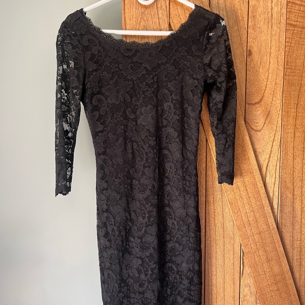 B Darlin Black Sheath Long Sleeve Cocktail Dress